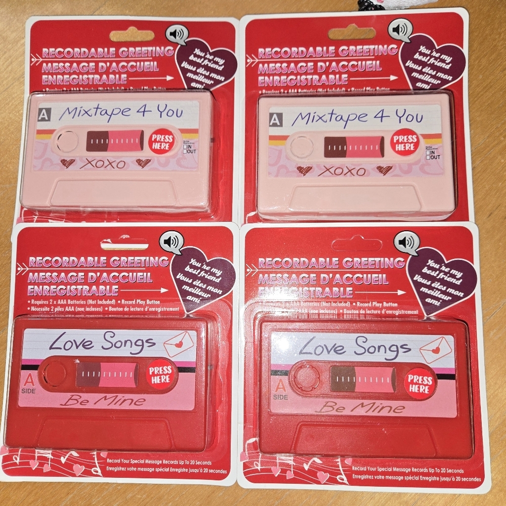 Valentines Recordable Greeting Tapes (4 Count)